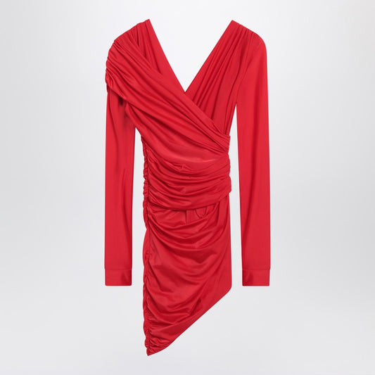 Draped Mini Dress In Red Jersey