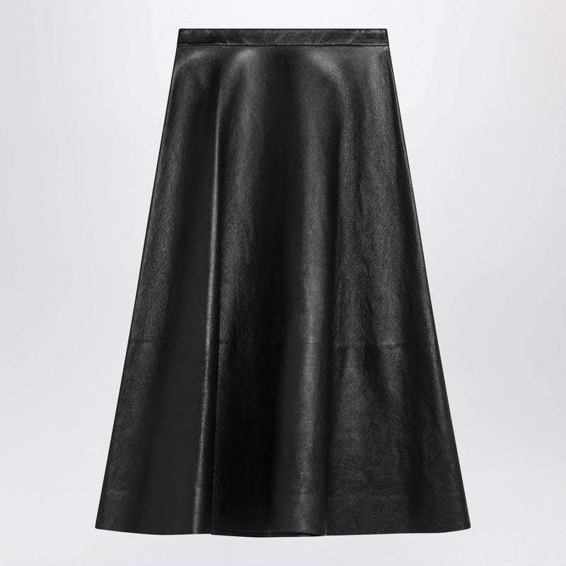 Black Leather Flared Skirt