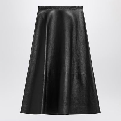 Black Leather Flared Skirt