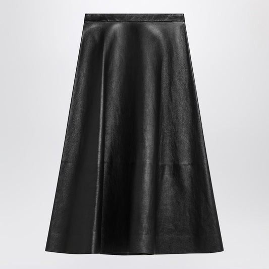 Black Leather Flared Skirt
