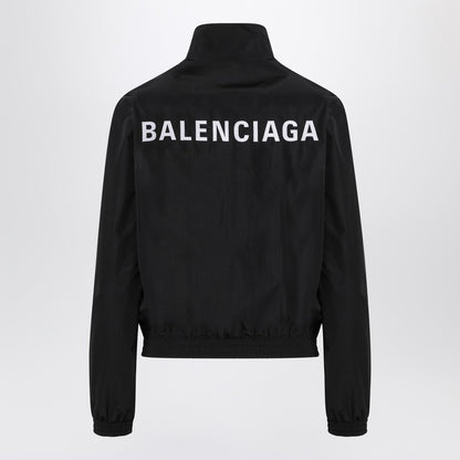 Black Bomber Jacket With Zip And Logo