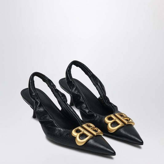 Monaco Black Slingback With Logo