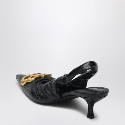 Monaco Black Slingback With Logo