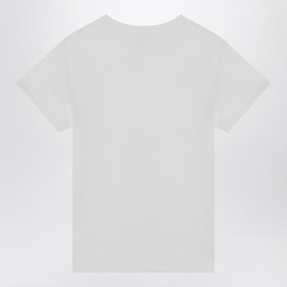 White T-shirt With Skull Embroidery