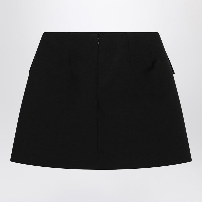 Black wool mini skirt