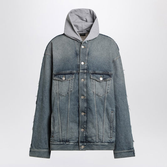 Denim And Fleece Cotton Jacket With Logo