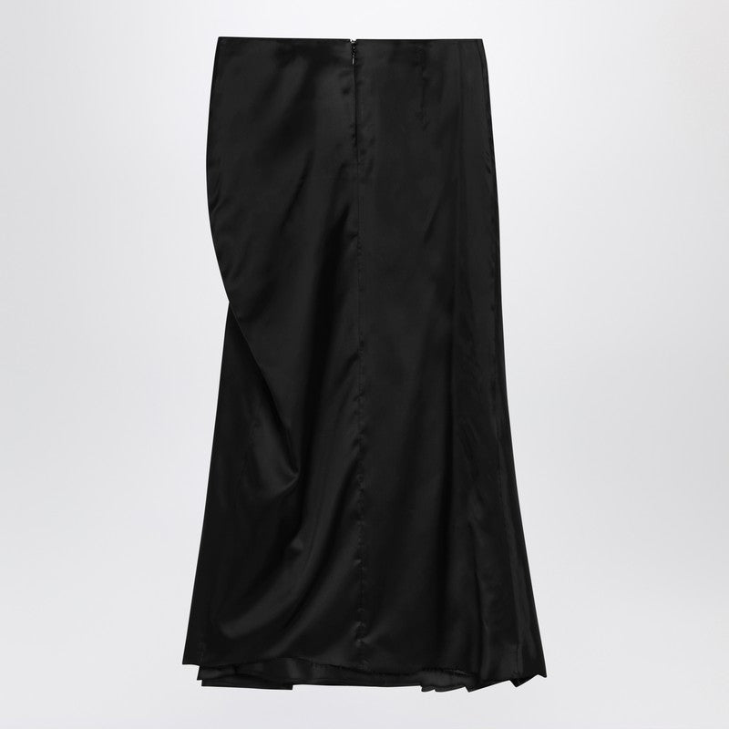 Draped black skirt in cupro twill