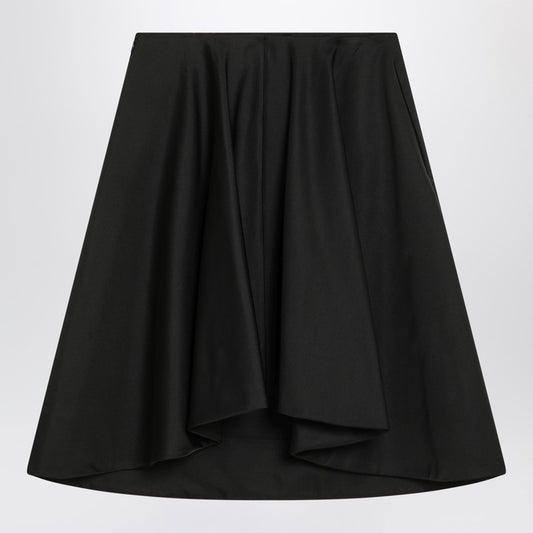 Flared black skirt in silk blend