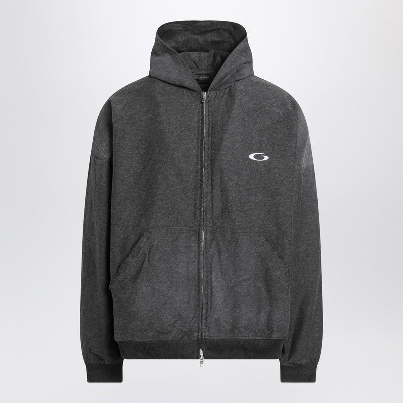 Trompe L''Oeil anthracite mélange cotton sweatshirt