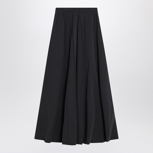 Black washed cotton maxi skirt