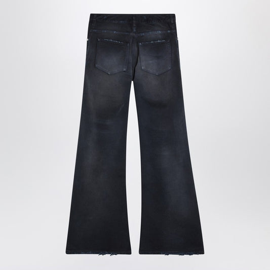 Navy blue jeans with curved waist