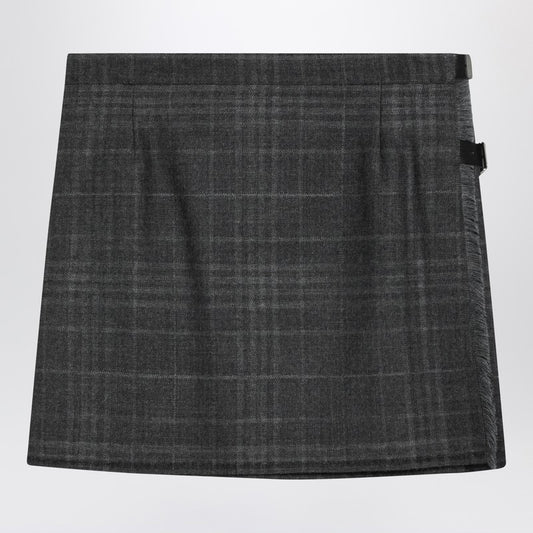 Grey shadow-effect tartan mini skirt