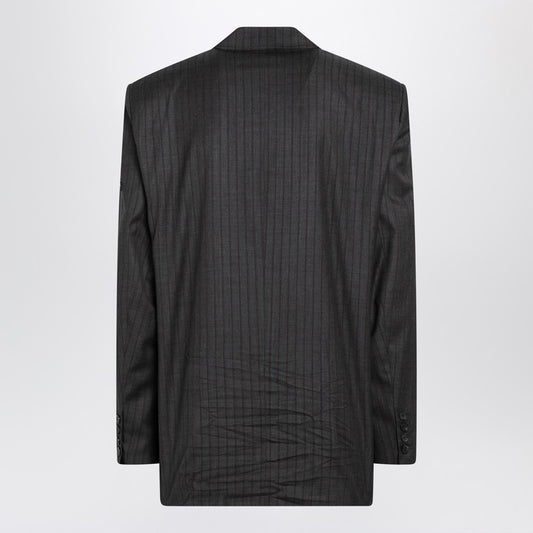 Grey pinstripe wool single-breasted jacket