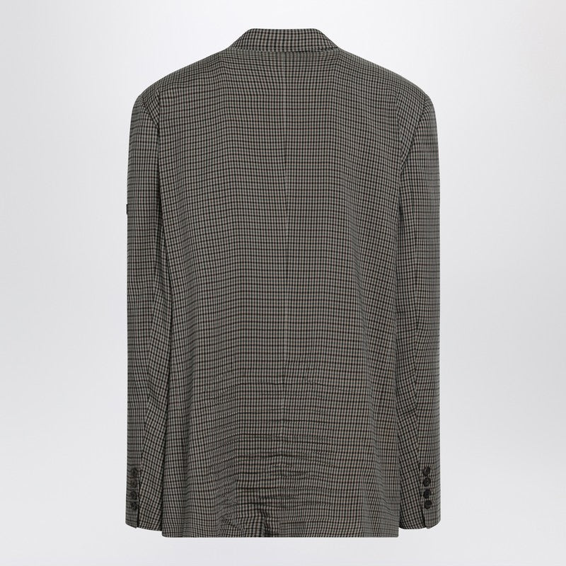 Khaki and brown gingham jacket