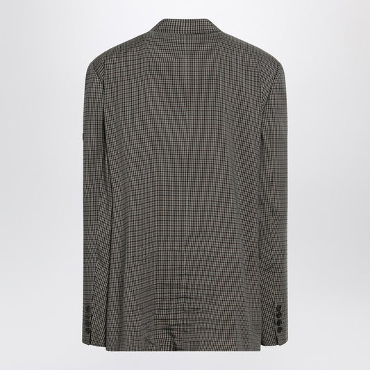 Khaki and brown gingham jacket