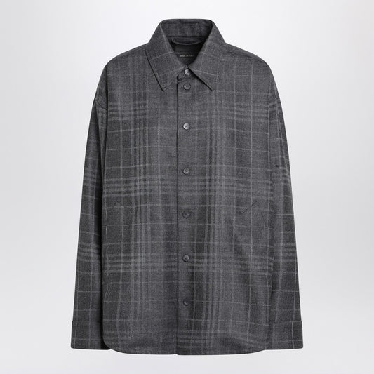 Grey wool tartan shirt jacket
