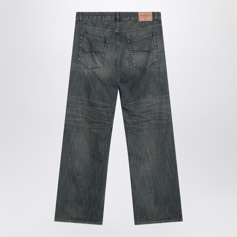 Loose washed jeans in blue/grey/yellow