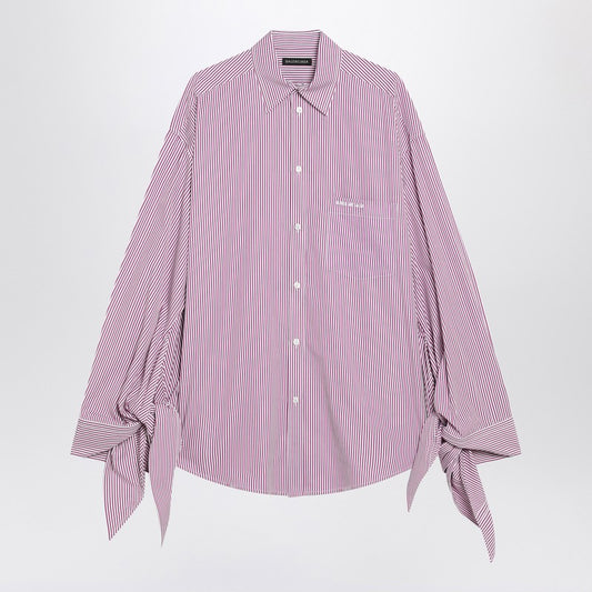 White/plum striped cotton shirt