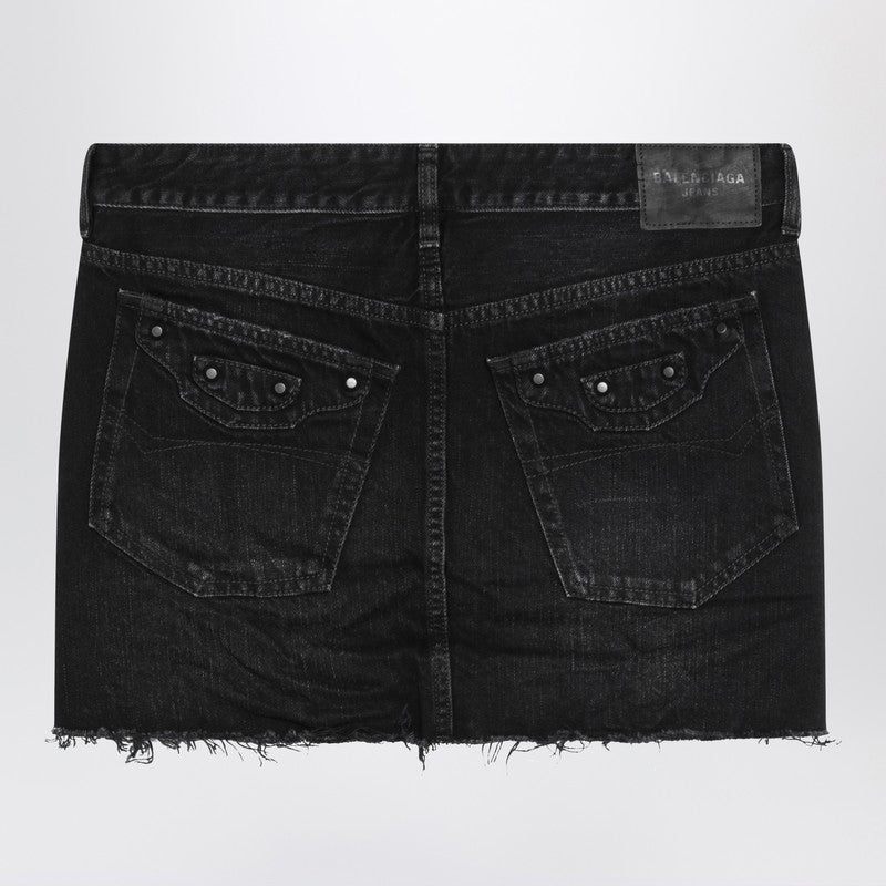Washed black City mini denim skirt