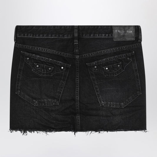 Washed black City mini denim skirt