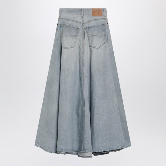 Light blue maxi godet denim skirt