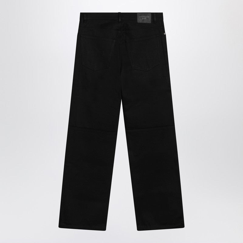 Black cotton denim trousers