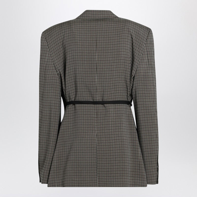 Vichy-pattern jacket with side lace detail