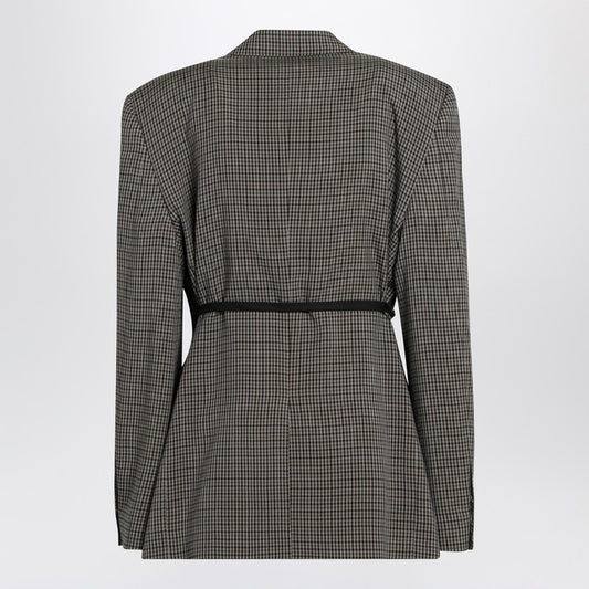 Vichy-pattern jacket with side lace detail