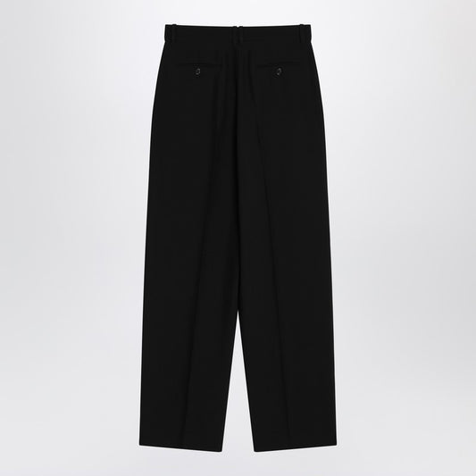 Lilas Trousers In Black Wool And Linen
