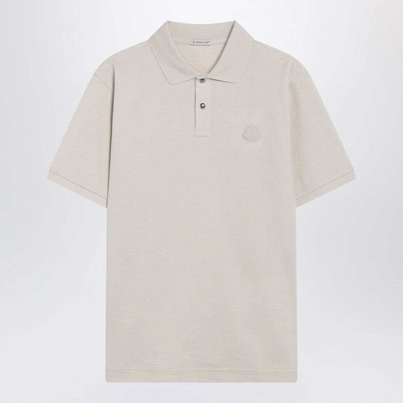Milk-white cotton piqué polo shirt with logo