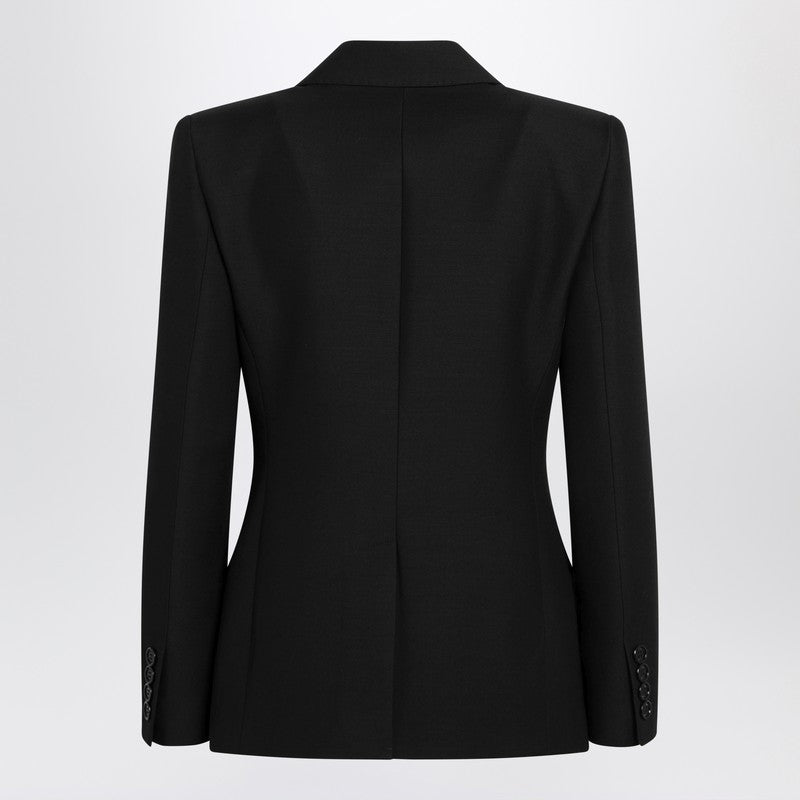 Black single-breasted jacket with bow