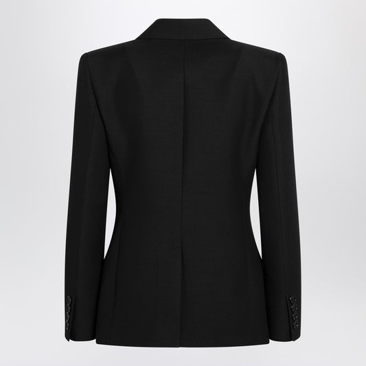 Black single-breasted jacket with bow