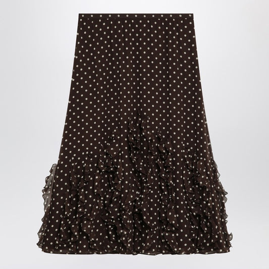 Brown silk skirt with Plusdepois motif