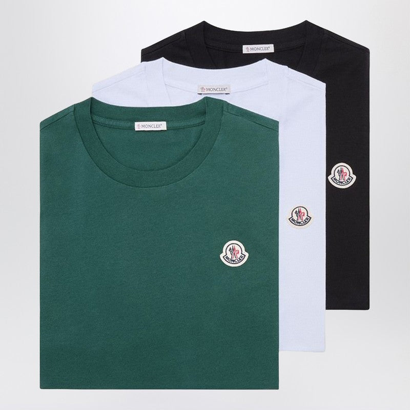 Set of three cotton T-shirts with logo patch