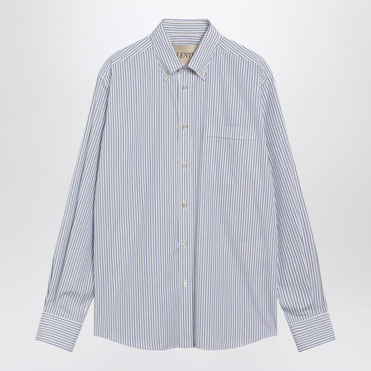 Ivory shirt with light blue and blue stripes