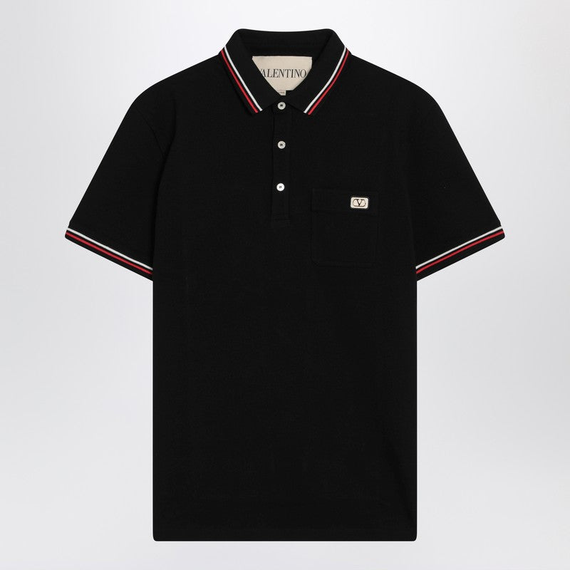 Black polo shirt with Vlogo Signature
