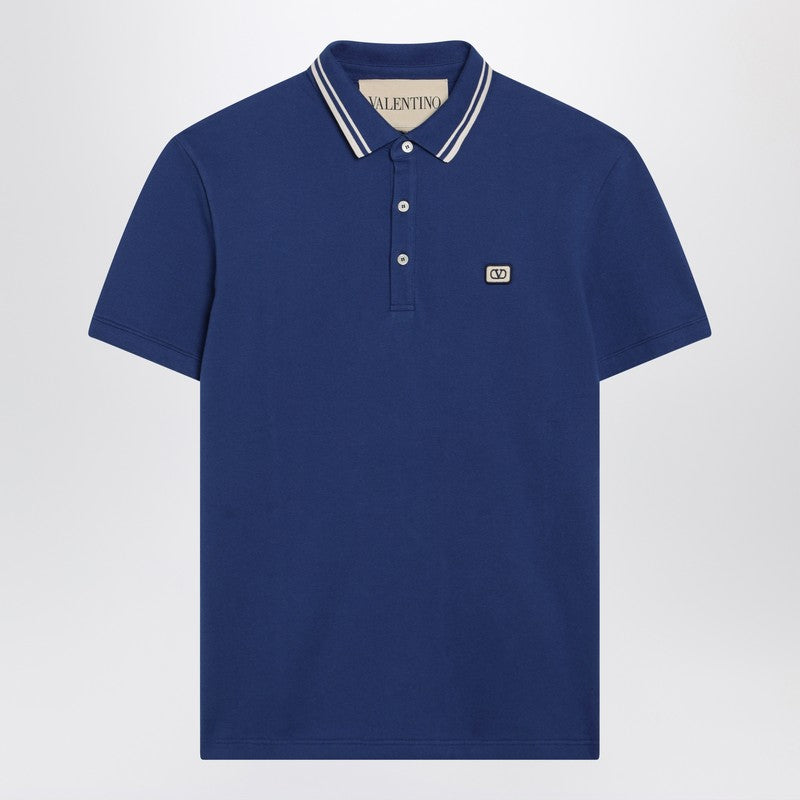 Blue polo shirt with Vlogo patch