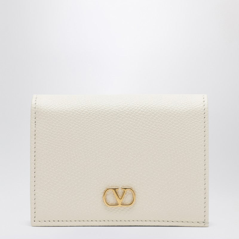 VLogo Signature ivory leather wallet