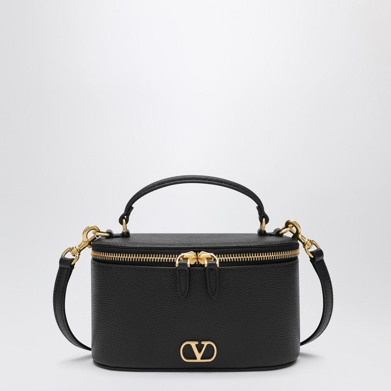 Vlogo Signature Mini Vanity Bag in black grained calfskin