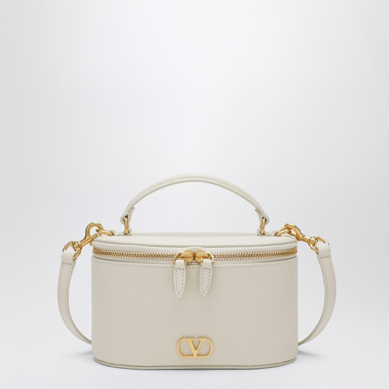 Vlogo Signature Mini Vanity Bag in ivory grained calfskin