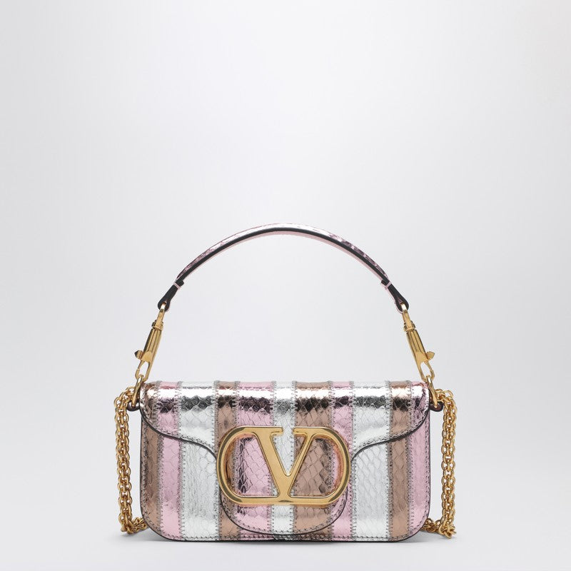 Small Locò shoulder bag in multicolour laminated elaphe leather
