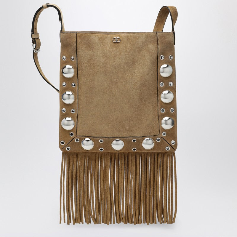 Beige Nellcôte bag in suede with fringes