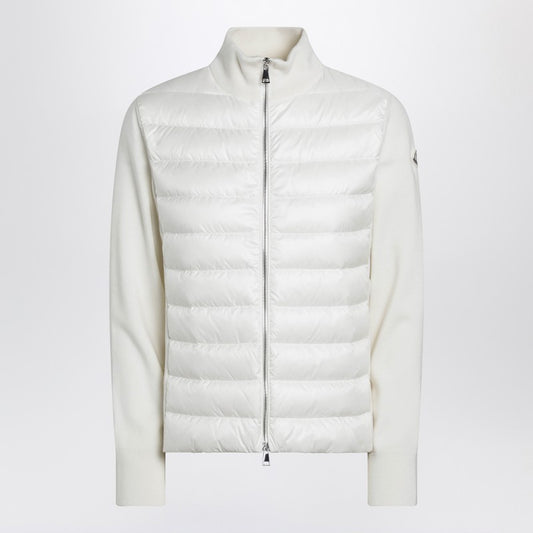 White padded wool zip cardigan