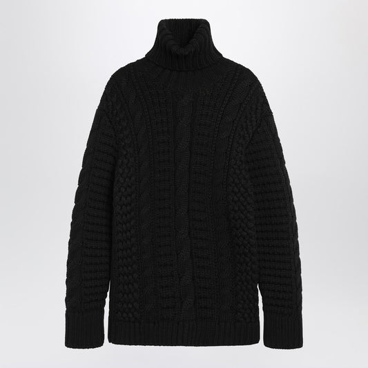 Black wool turtleneck sweater
