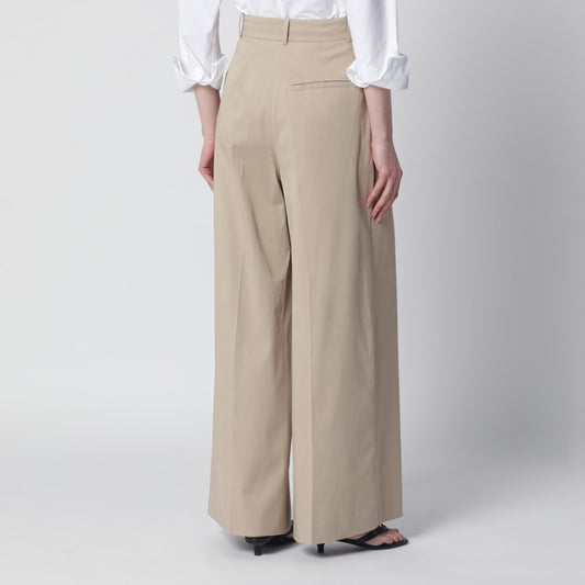 Beige Lou trousers with pleats
