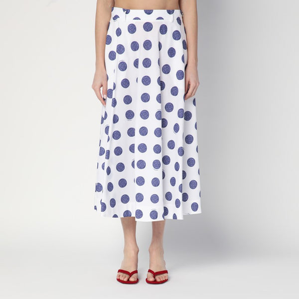 Flared White Skirt With Polka Dots