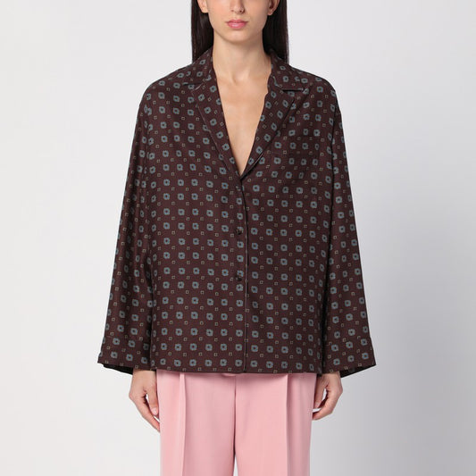 Brown Silk Patterned Shirt