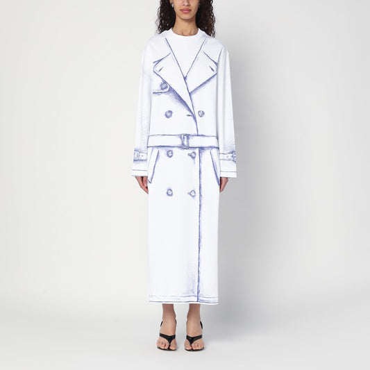 Trompe Loeil White Dress In Cotton