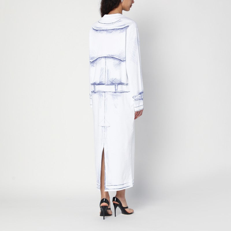 Trompe Loeil White Dress In Cotton