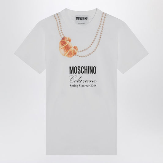 White Moschino Breakfast T-shirt